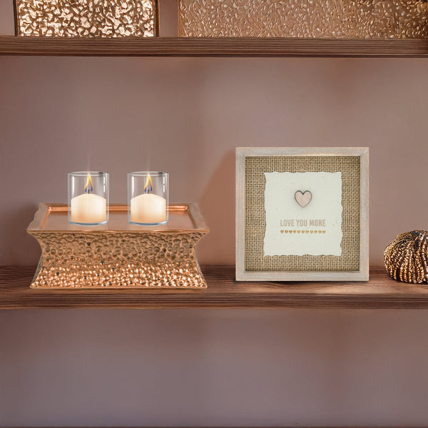 Pavilion Gift Company Hammered Copper Pedestal 7" X 2.5" Candle Stand For CC Wax Candles