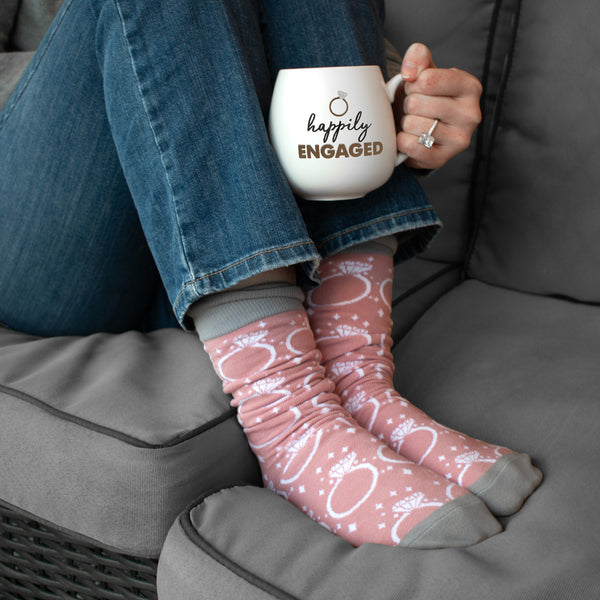 Pavilion Gift Company Happily Engaged 15.5 Oz Mug And Sock Set