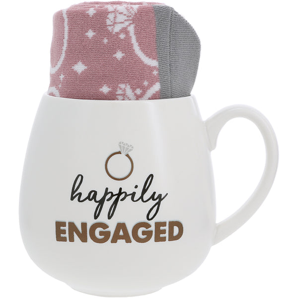 pavilion gift company Happily Engaged 15.5 oz Mug and Sock Set