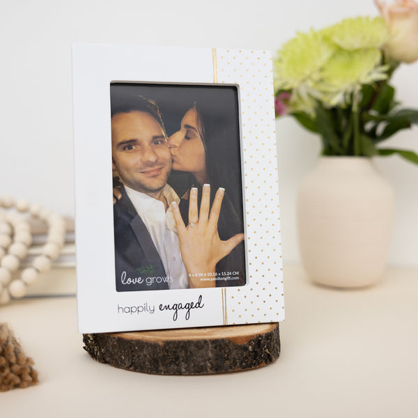 Pavilion Gift Company Happily Engaged 5.5" X 7.5" MDF Frame (Holds 4" X 6" Photo)