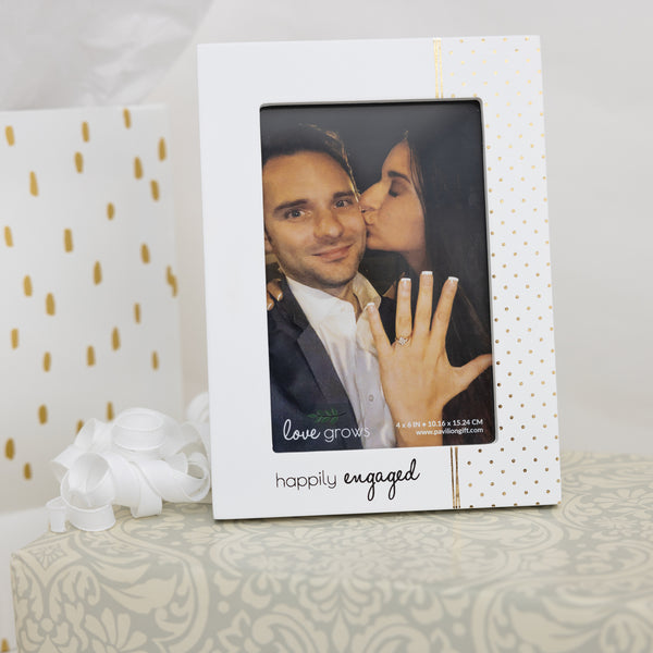Pavilion Gift Company Happily Engaged 5.5" X 7.5" MDF Frame (Holds 4" X 6" Photo)