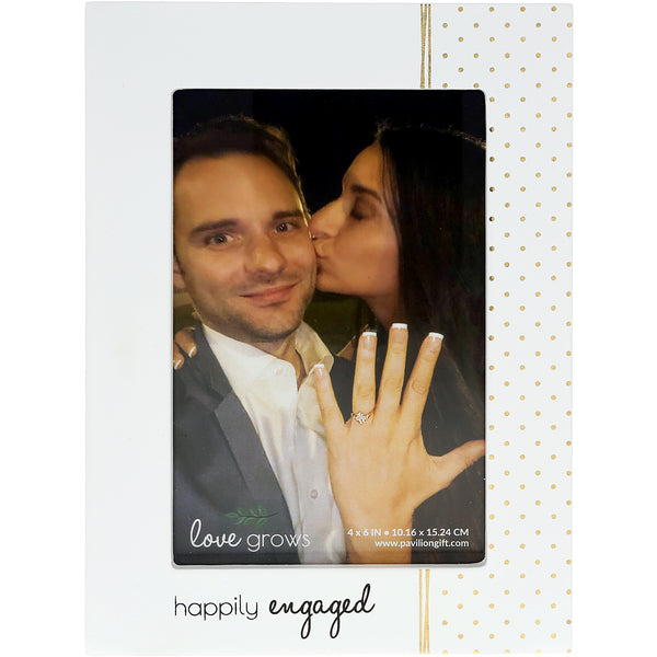pavilion gift company Happily Engaged 5.5" x 7.5" MDF Frame (Holds 4" x 6" Photo)