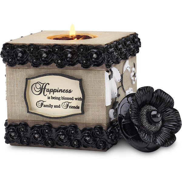 pavilion gift company Happiness 4.5" Square Tealight Holder