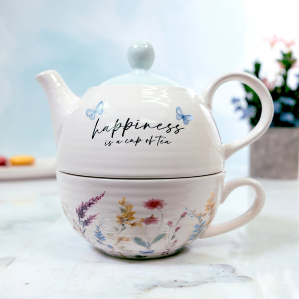 Pavilion Gift Company Happiness Tea For One (14.5 Oz Teapot & 10 Oz Cup)