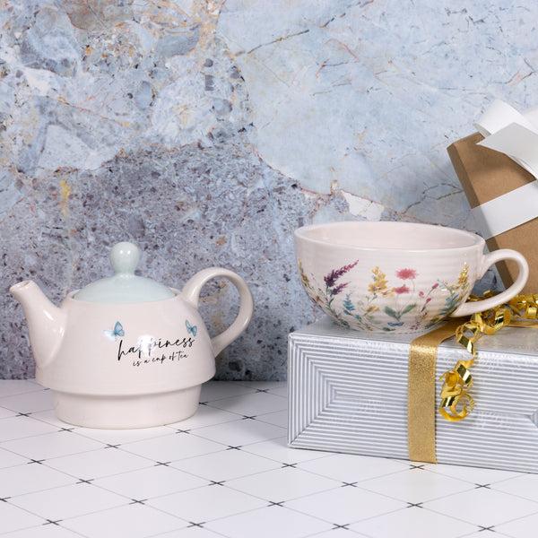 Pavilion Gift Company Happiness Tea For One (14.5 Oz Teapot & 10 Oz Cup)