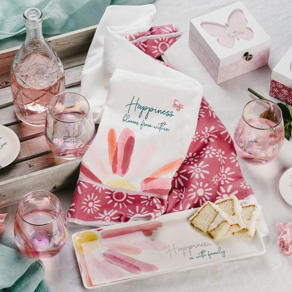 Pavilion Gift Company Happiness Tea Towel Gift Set (2 - 19.75" X 27.5")