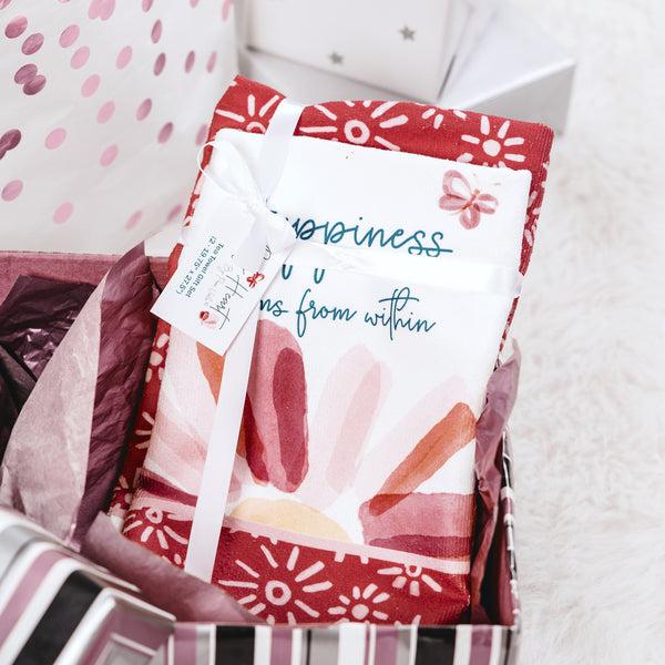 Pavilion Gift Company Happiness Tea Towel Gift Set (2 - 19.75" X 27.5")