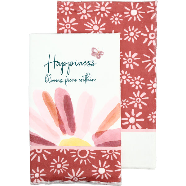 pavilion gift company Happiness Tea Towel Gift Set (2 - 19.75" x 27.5")