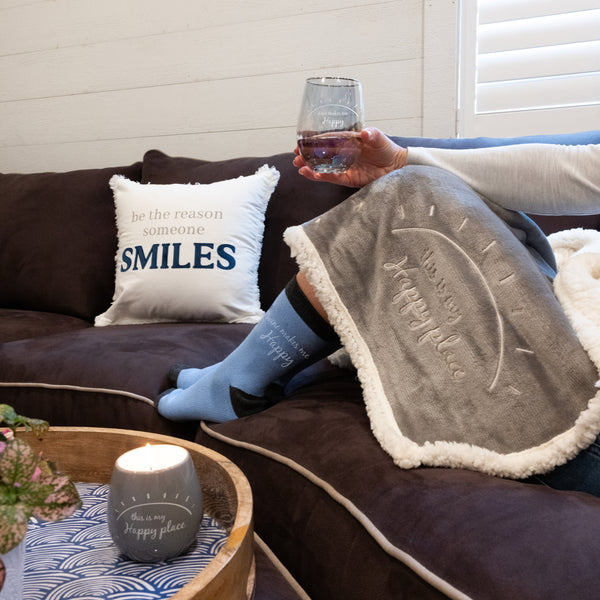 Pavilion Gift Company Happy 18 Oz Stemless Glass & Sock Set