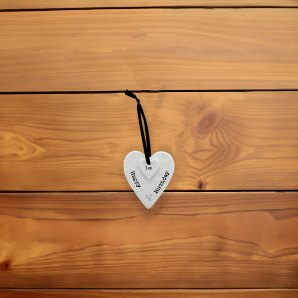 Pavilion Gift Company Happy 1st Birthday 3" Ceramic Keepsake Heart Plaque