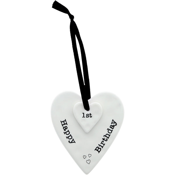 pavilion gift company Happy 1st Birthday 3" Ceramic Keepsake Heart Plaque