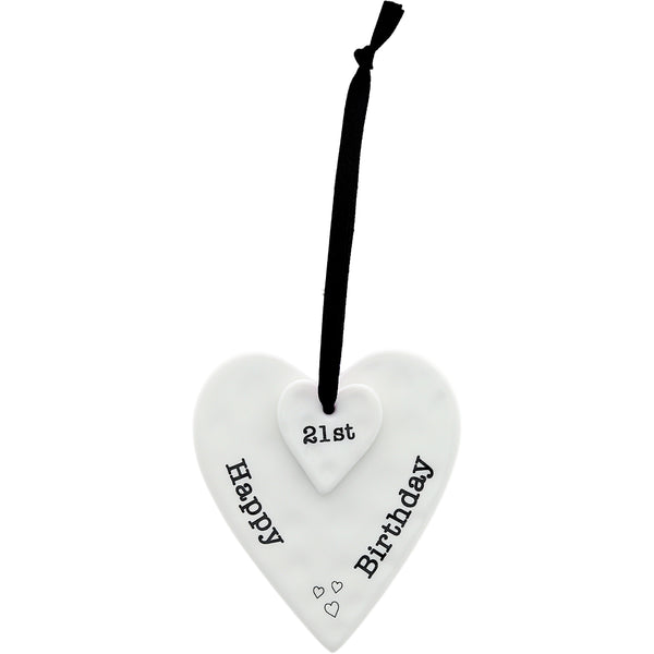 pavilion gift company Happy 21st Birthday 3" Ceramic Keepsake Heart Plaque