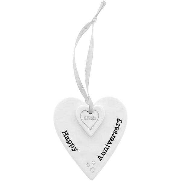pavilion gift company Happy 25th Anniversary 3" Ceramic Keepsake Heart Plaque