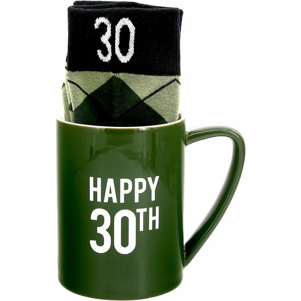 pavilion gift company Happy 30th 18 oz Mug and Sock Set