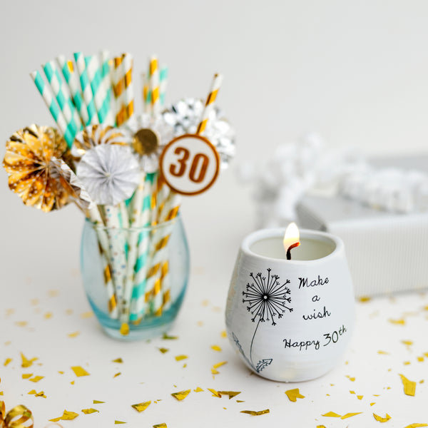 Pavilion Gift Company Happy 30th 8 Oz - 100% Soy Wax Candle Scent: Serenity