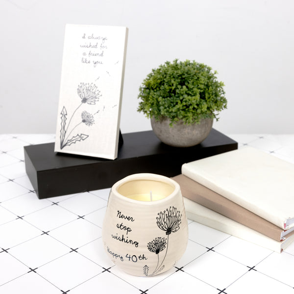 Pavilion Gift Company Happy 40th 8 Oz - 100% Soy Wax Candle Scent: Serenity