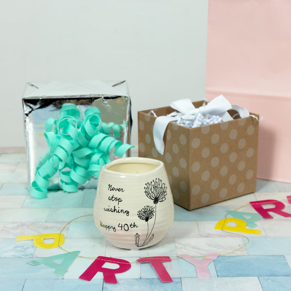 Pavilion Gift Company Happy 40th 8 Oz - 100% Soy Wax Candle Scent: Serenity