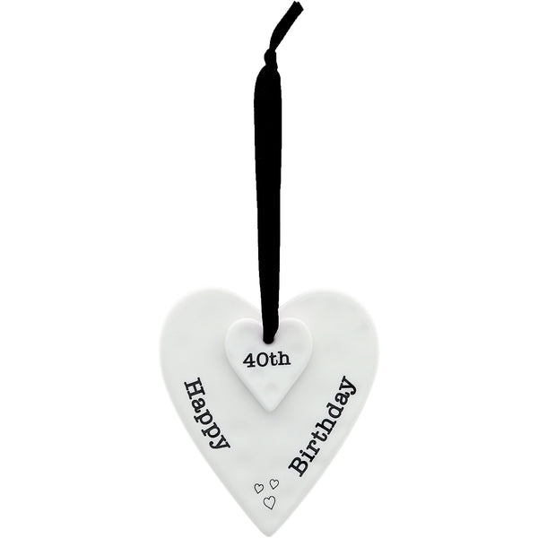 pavilion gift company Happy 40th Birthday 3" Ceramic Keepsake Heart Plaque