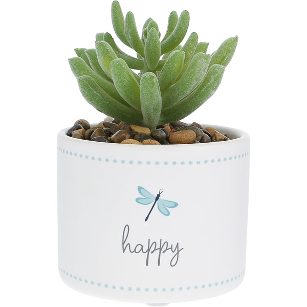 pavilion gift company Happy 5" Artificial Potted Plant