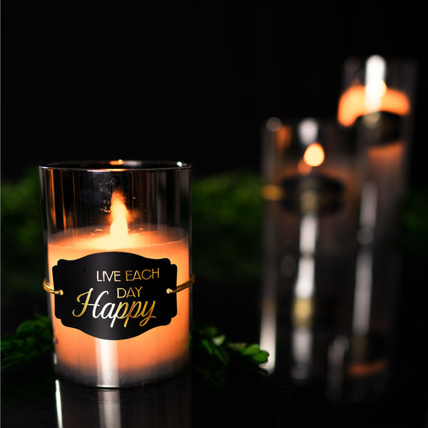 Pavilion Gift Company Happy 5" Smoke Luster Realistic Flame Candle