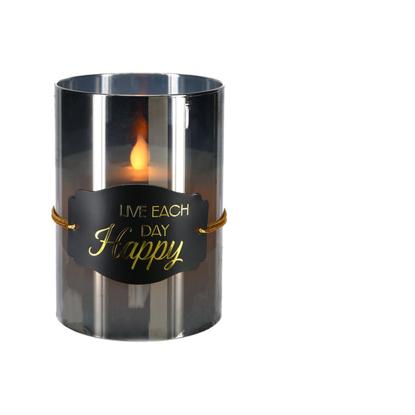 pavilion gift company Happy 5" Smoke Luster Realistic Flame Candle