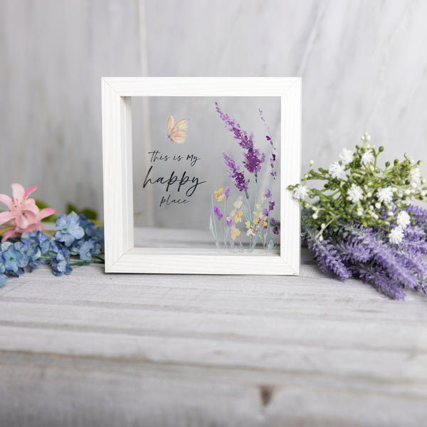 Pavilion Gift Company Happy 5" X 5" Framed Glass Plaque