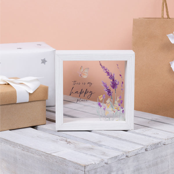 Pavilion Gift Company Happy 5" X 5" Framed Glass Plaque