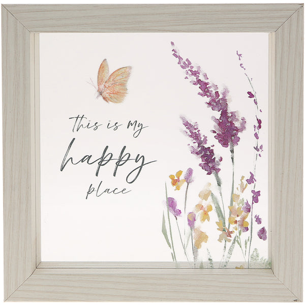 pavilion gift company Happy 5" x 5" Framed Glass Plaque