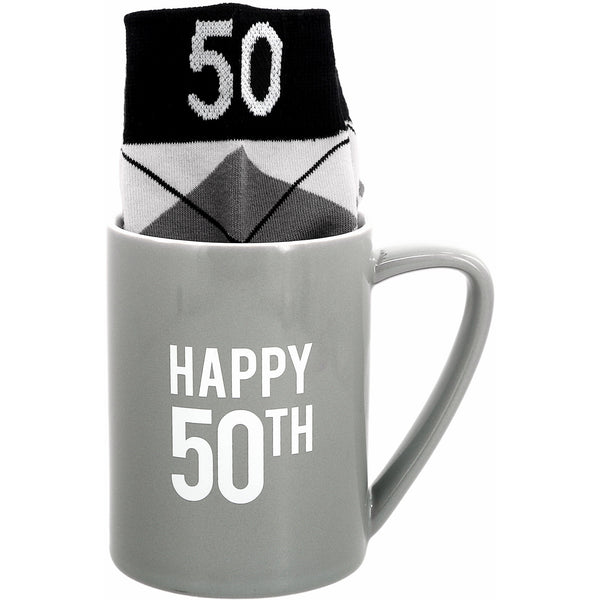 pavilion gift company Happy 50th 18 oz Mug and Sock Set