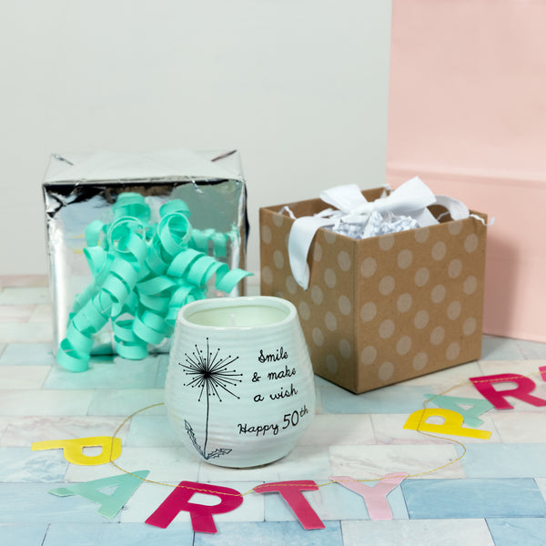 Pavilion Gift Company Happy 50th 8 Oz - 100% Soy Wax Candle Scent: Serenity