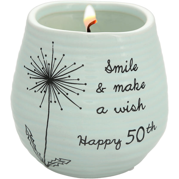 pavilion gift company Happy 50th 8 oz - 100% Soy Wax Candle Scent: Serenity