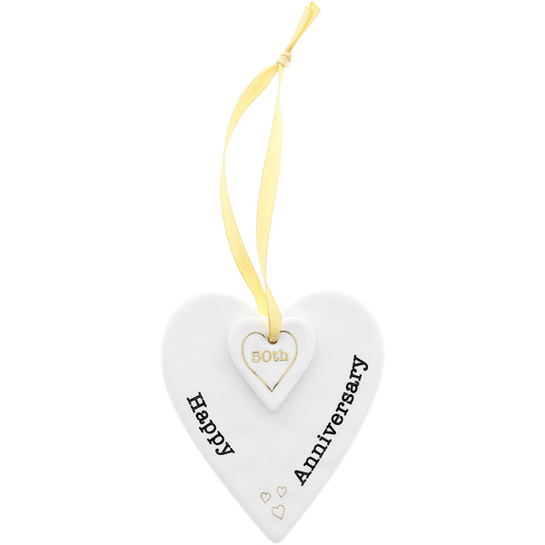 pavilion gift company Happy 50th Anniversary 3" Ceramic Keepsake Heart Plaque