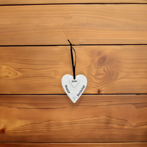 Pavilion Gift Company Happy 50th Birthday 3" Ceramic Keepsake Heart Plaque