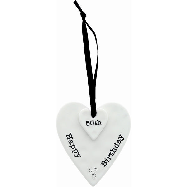 pavilion gift company Happy 50th Birthday 3" Ceramic Keepsake Heart Plaque