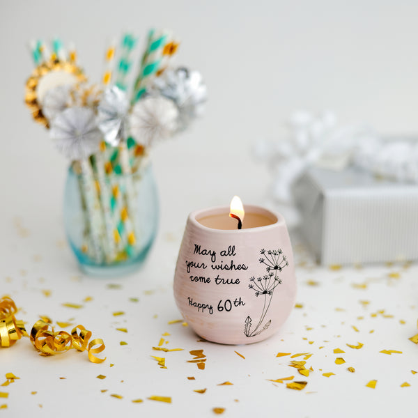 Pavilion Gift Company Happy 60th 8 Oz - 100% Soy Wax Candle Scent: Serenity