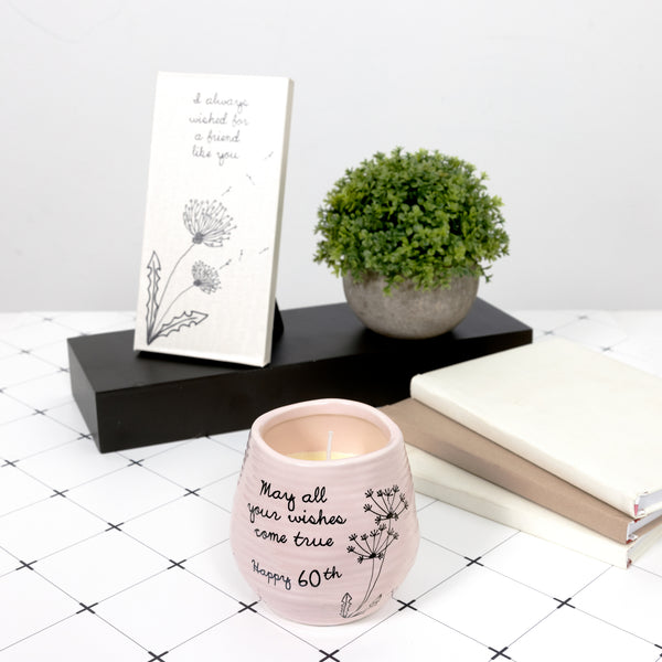 Pavilion Gift Company Happy 60th 8 Oz - 100% Soy Wax Candle Scent: Serenity