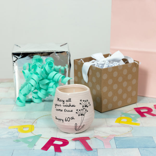 Pavilion Gift Company Happy 60th 8 Oz - 100% Soy Wax Candle Scent: Serenity