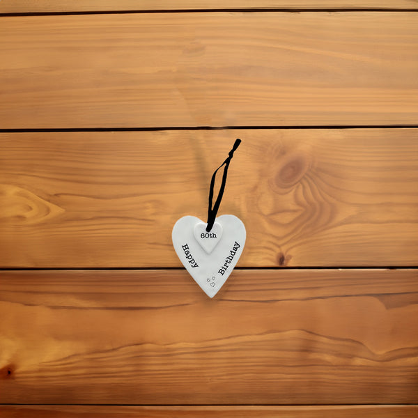 Pavilion Gift Company Happy 60th Birthday 3" Ceramic Keepsake Heart Plaque