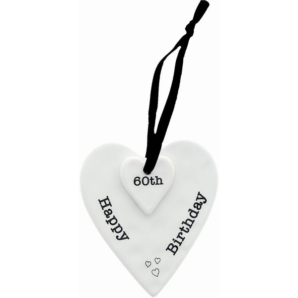 pavilion gift company Happy 60th Birthday 3" Ceramic Keepsake Heart Plaque