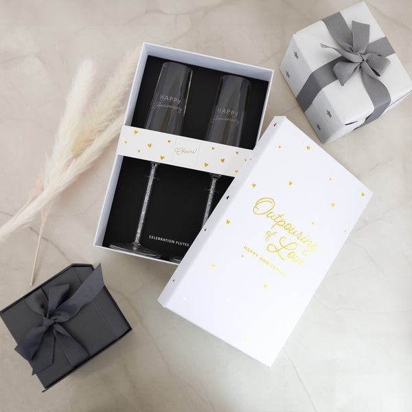 Pavilion Gift Company Happy Anniversary Gift Boxed 7 Oz Glass Toasting Flute Set