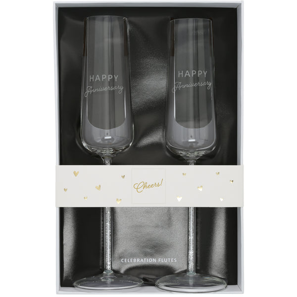 pavilion gift company Happy Anniversary Gift Boxed 7 oz Glass Toasting Flute Set