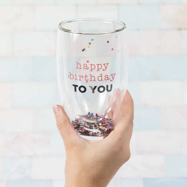 Pavilion Gift Company Happy Birthday 14 Oz Double-Walled Glass