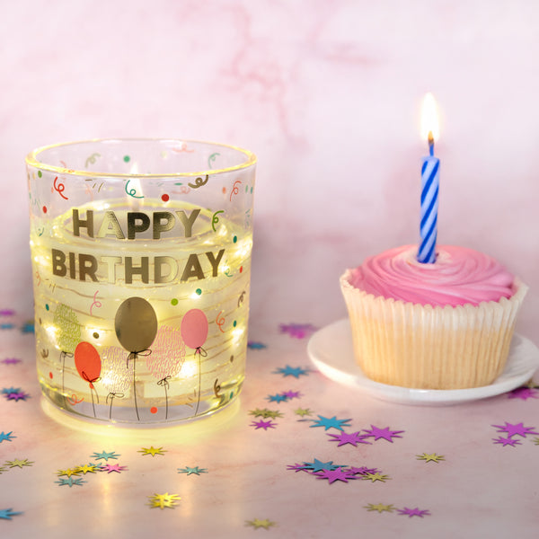 Pavilion Gift Company Happy Birthday 3.5 Oz Candle With LED Accents