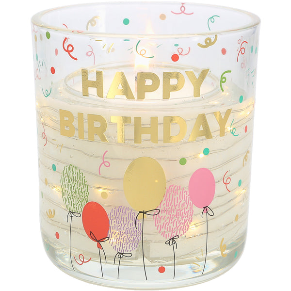 pavilion gift company Happy Birthday 3.5 oz Candle with LED Accents