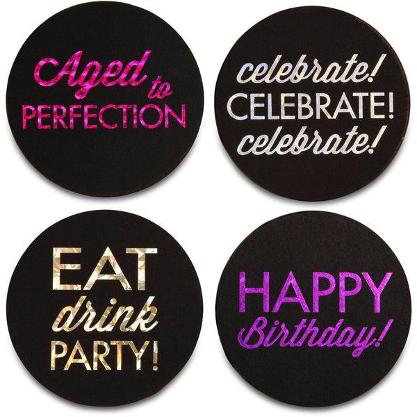 pavilion gift company Happy Birthday 4" Round Coasters (Set of 4)
