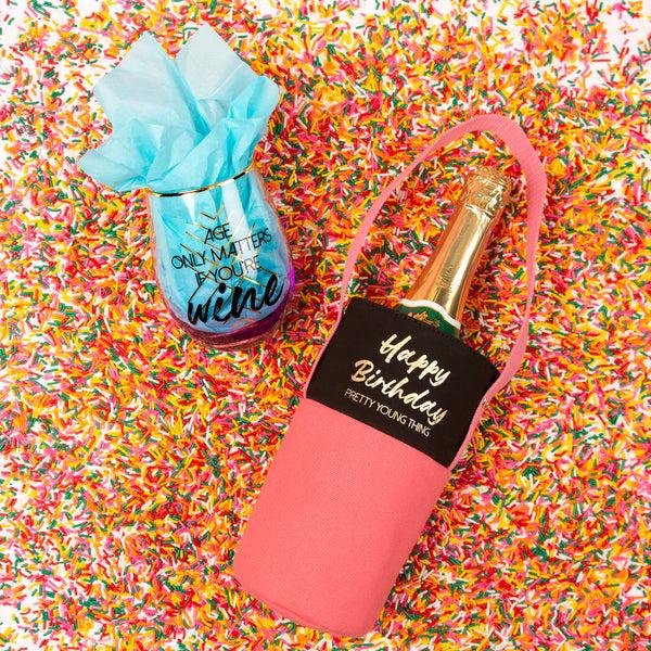Pavilion Gift Company Happy Birthday Canvas Bottle Gift Bag