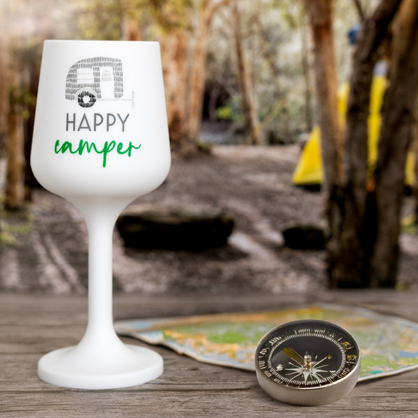 Pavilion Gift Company Happy Camper 13 Oz Silicone Stemmed Wine Glass