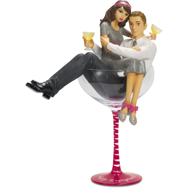 pavilion gift company Happy Engagement 10.5" Engaged Couple in Glass