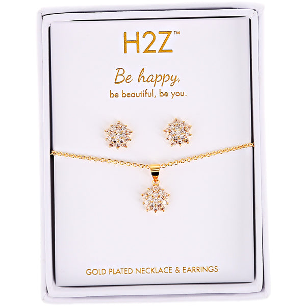 pavilion gift company Happy Floral Burst Topaz Zircon - 16.5"-18.5" Inspirational 18K Gold Plated Gift Set