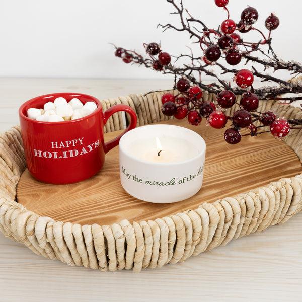 Pavilion Gift Company Happy Holidays Stacking Mug And Candle Set 100% Soy Wax Scent: Balsam Fir
